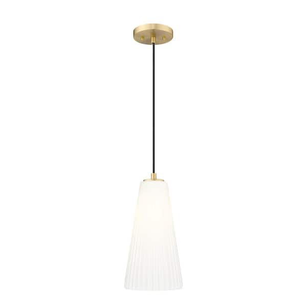 Filament Design Farrell 60-Watt 1-Light Modern Gold Pendant-Light with White Glass shade, no bulbs included