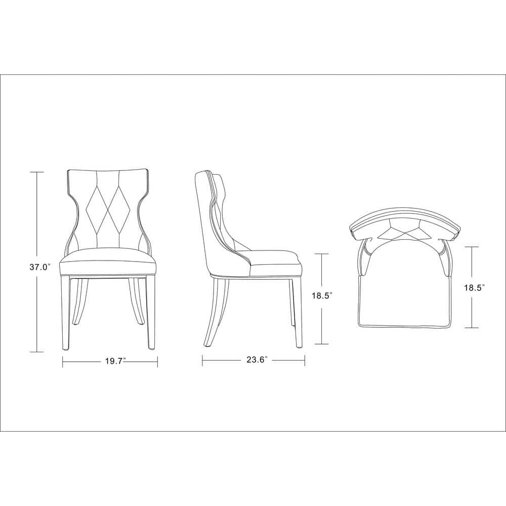 Reine Cream Faux Leather Upholstered Dining Side Chair Set with Walnut Wood Legs