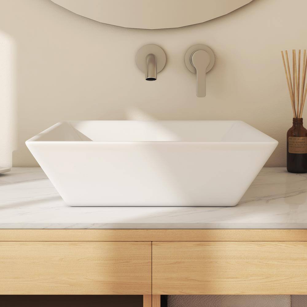 Naples 16.5" White Ceramic Square Vessel Sink