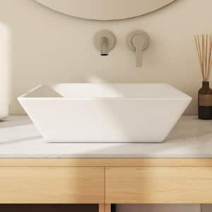 Naples 16 in. Vessel Square Bathroom Sink in White Vitreous China