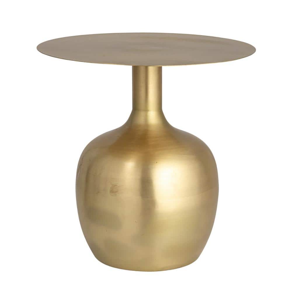 Elegant Gold Metal Round Side Table, 18 inches