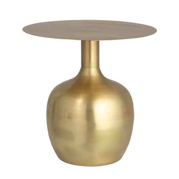 Storied Home 18 in. Gold Round Elegant Metal End Table
