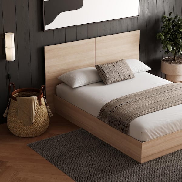 Nexera Milano Natural Beige Oak Frame Full Size Platform Bed