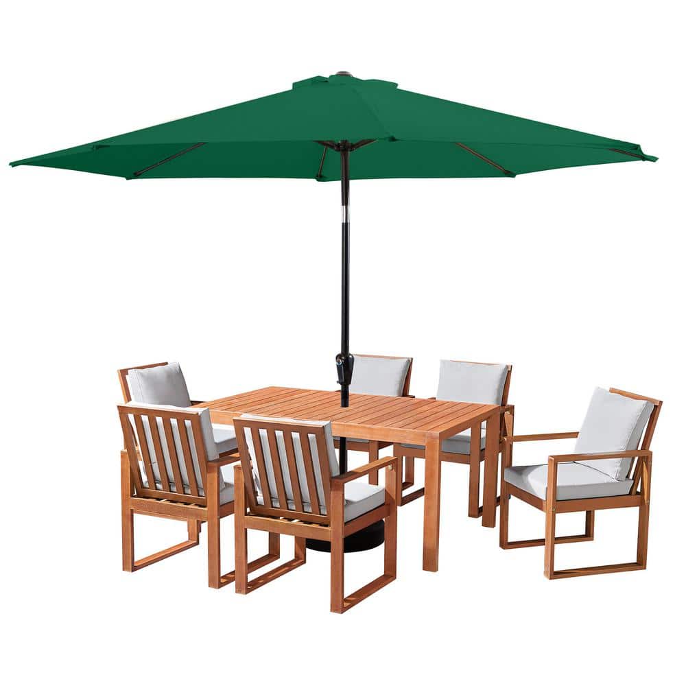 Weston 8-Piece Wood Outdoor Dining Table Set with 6 Chairs, Cushions and 10