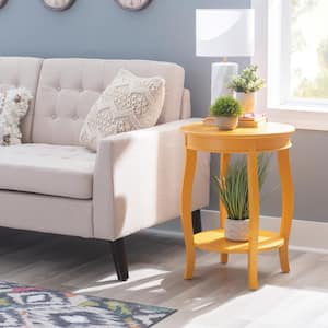 Justine 18.5 in. Yellow Round Wood End / Side Table