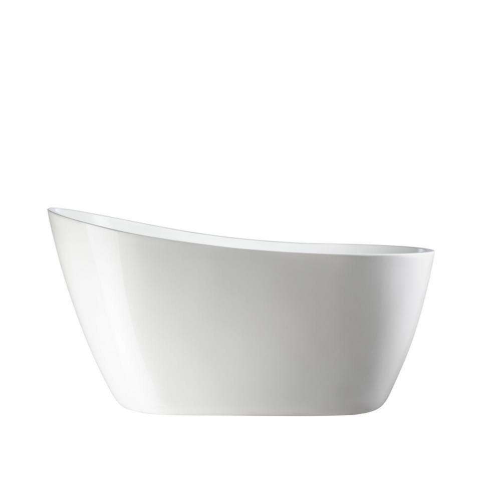 Maya 55" White Acrylic Freestanding Soaking Bathtub