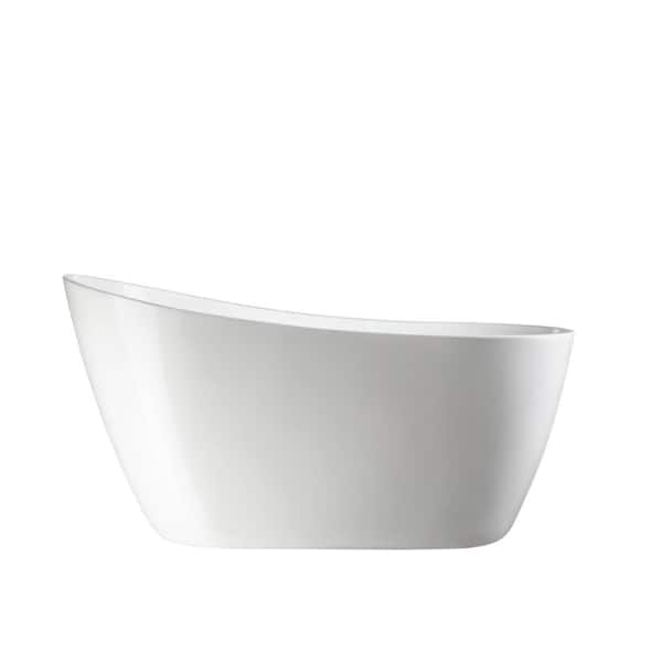Vanity Art Unbranded Limoges 55 in. Acrylic Flatbottom Bathtub in White/Matte Black