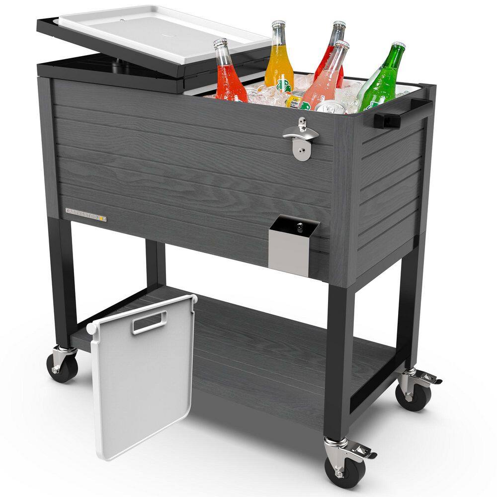 Party Cooler, 80-qt. Capacity, Divider Cooler, Rolling Ice Chest for Entertainment, Wood Grain Finish, Gray price history on PriceWatchPro