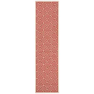 Linden Red/Cream 2 ft. x 8 ft. Border Geometric Runner Rug