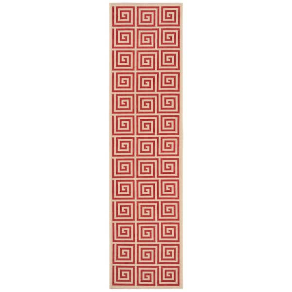 SAFAVIEH Linden Red/Cream 2 ft. x 8 ft. Border Geometric Runner Rug