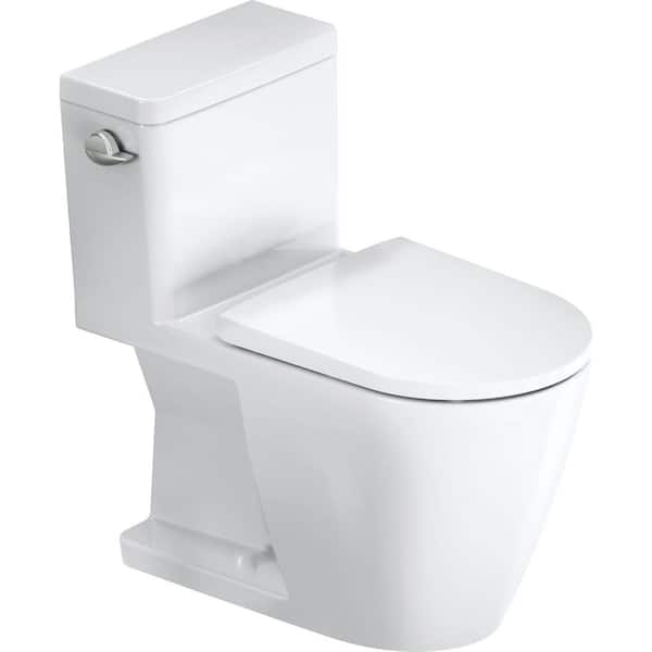 Duravit D-Neo 1-piece 1.28 GPF Single Flush Round Toilet in. White Seat Not Included