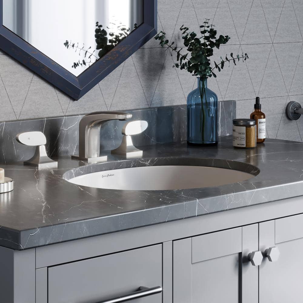 Plaisir White Ceramic 16.75" Oval Undermount Bathroom Sink