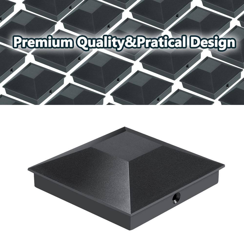 Black PP Plastic 3.5" x 3.5" Fence Post Caps, 24-Pack