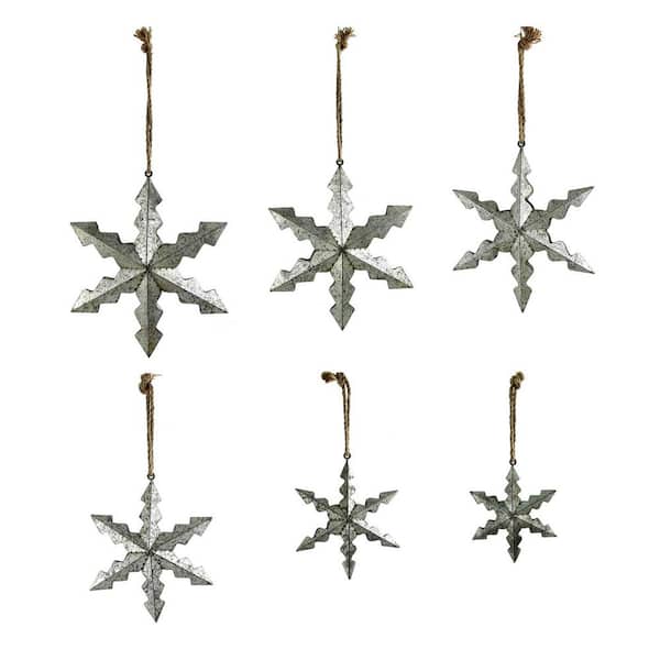Zaer Ltd. International Set of 6 Hanging Galvanized Stars in Assorted Sizes