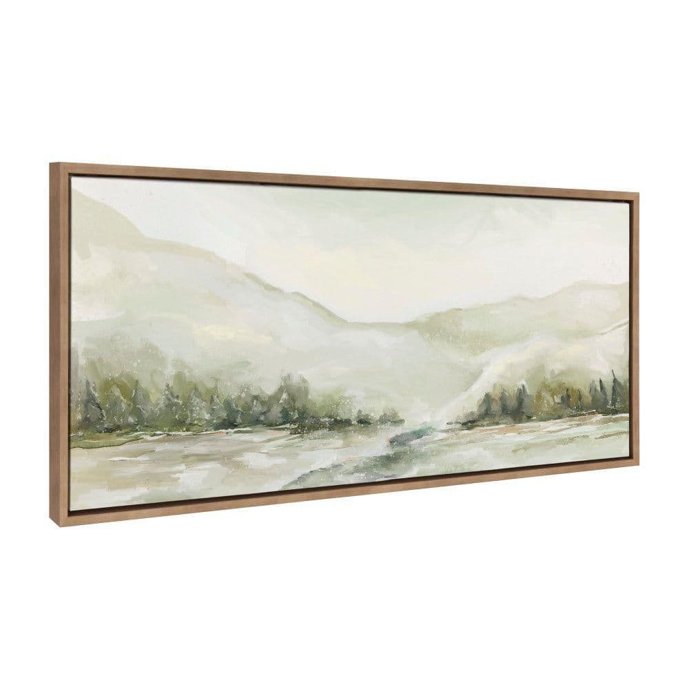 Winter Landscape Gold Framed Canvas Wall Art, 18x40