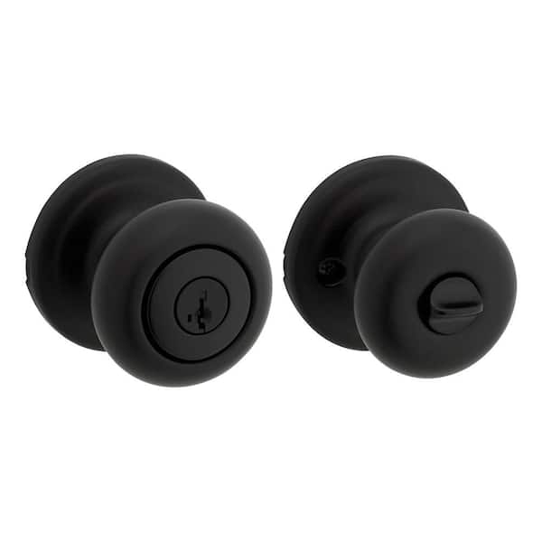 Juno Matte Black Keyed Entry Door Knob Featuring SmartKey Security