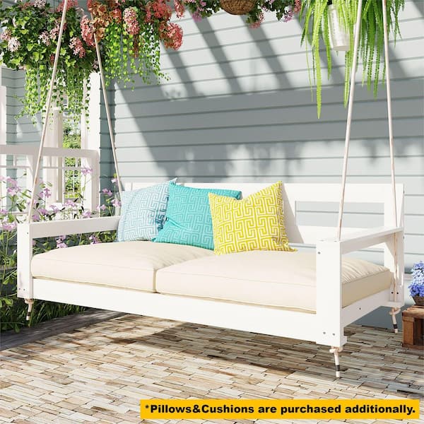 Farmhouse Garden Swing Cushions Unbranded Patio Wood White Twin