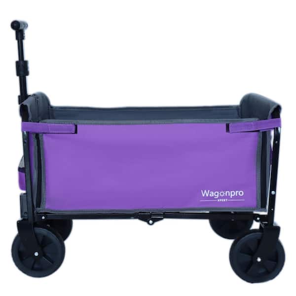 Siavonce 2 cu. ft. All-in-One Convertible Folding Camping Wagon Metal Garden Cart with Side Zippers, Purple