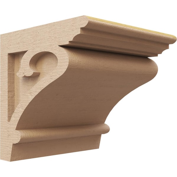 Ekena Millwork 8 in. x 8 in. x 8 in. Series 1 Wide Mayflower Rough Cedar Woodgrain Timberthane Polyurethane Corbel, Primed Tan