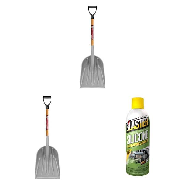 31 in. Wood Handle D-Grip Plastic Scoop Shovel (2-Count) and 11 oz. Silicone Lubricant Spray Combo
