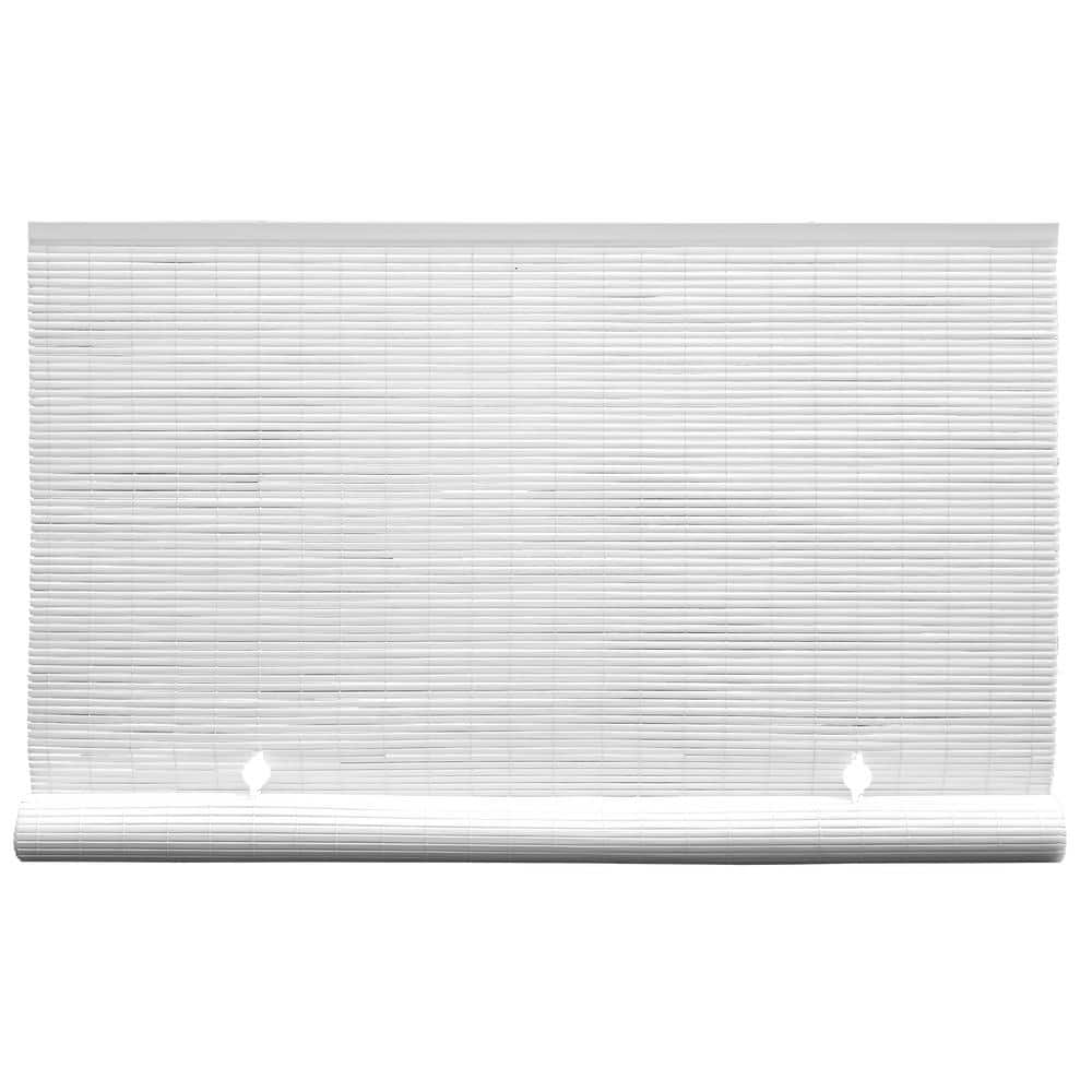 White Cordless Light Filtering UV Protection Vinyl Manual Roll-Up Sun Shade