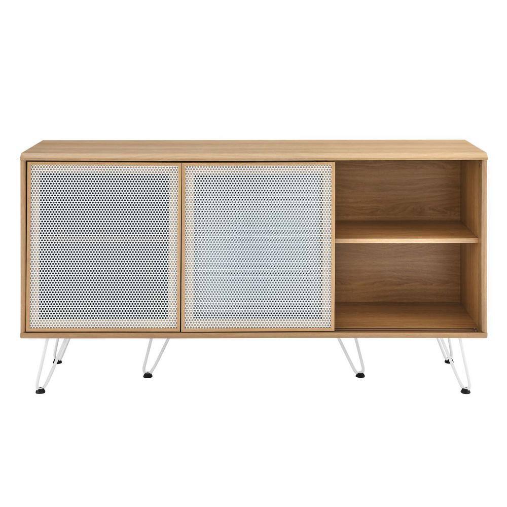 Nomad Modern Oak Sideboard with Sliding Metal Mesh Doors