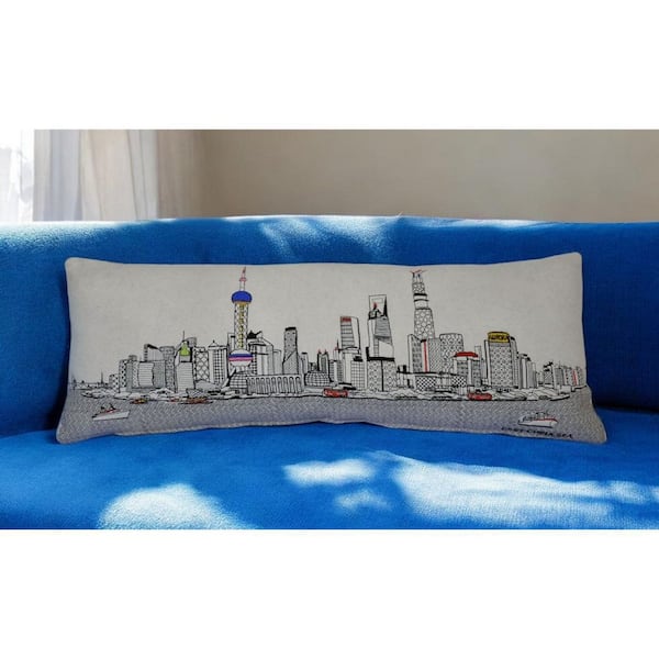 HomeRoots Cream Solid Polyester 14 in. x 35 in. Throw Pillow