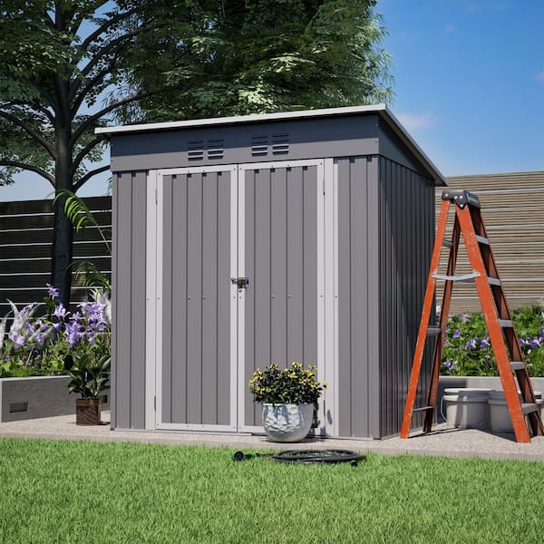 6 ft. W x 4 ft. D Outdoor Metal Tool Storage Shed, Gray (23 sq. ft.)