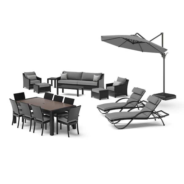 Deco Estate 20-Piece Wicker Patio Conversation Set with Sunbrella Charcoal Gray Cushions