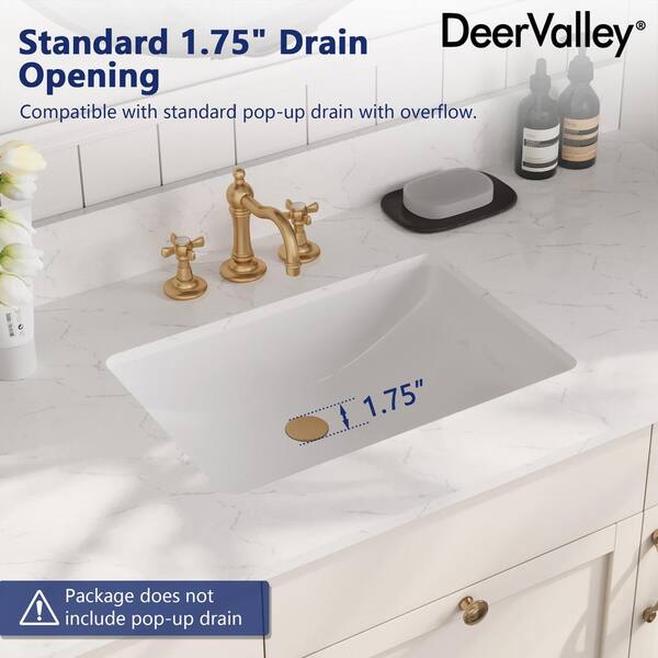 DEERVALLEY 49 in. W x 22 in. D Engineered Stone White Rectangular