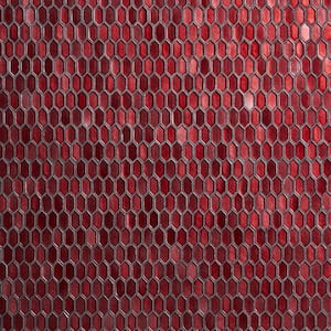 Glimmer Red 4 in. x 0.16 in. Polished Glass Wall Mosaic Tile Sample