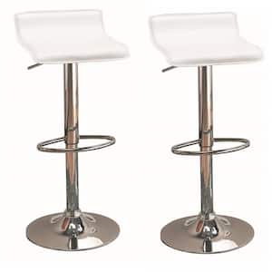 29 in. Upholstered Backless Bar Stools with Adjustable Height White and Chrome (Set of 2)