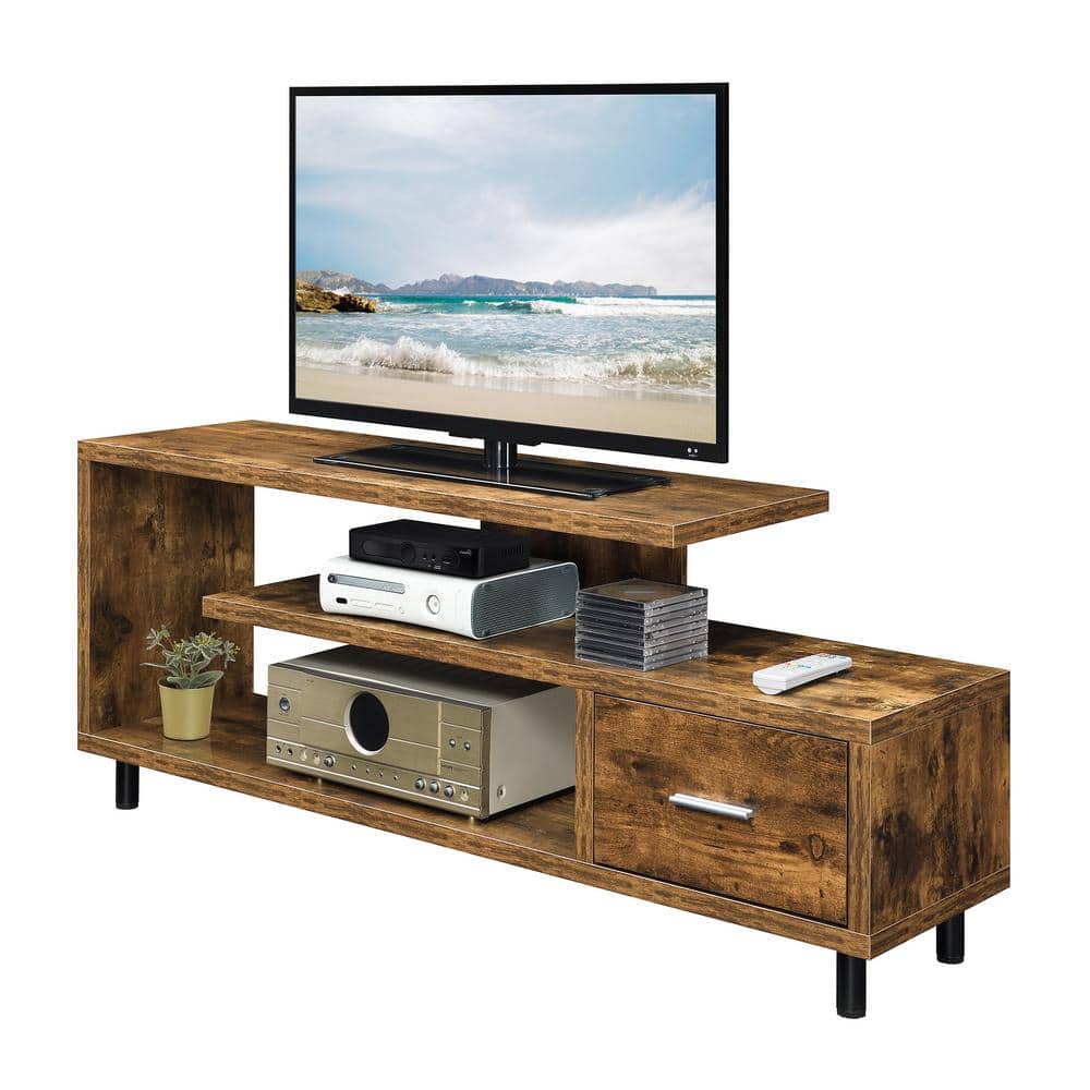 Barnwood 59" Brown Wood TV Stand with Cabinet