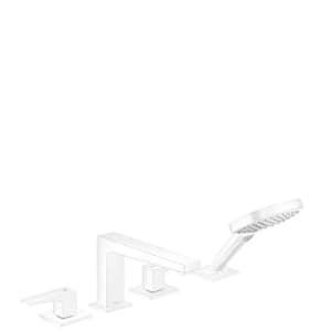Metropol 2-Handle Deck Mount Roman Tub Faucet with Hand Shower in Matte White