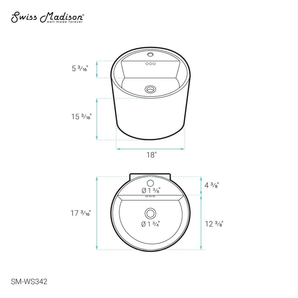 Monaco White Ceramic Round Wall-Mount Bathroom Sink