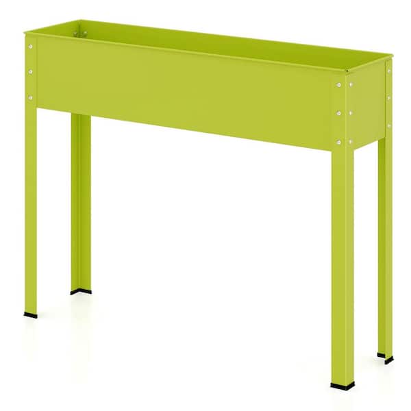 FORCLOVER 40 in. x 11 in. x 31.5 in. Green Metal Raised Garden Bed with Legs and Drainage Hole