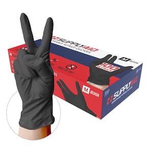 Medium Disposable Powder-Free 100% Nitrile Exam Gloves, Black (100-Count)
