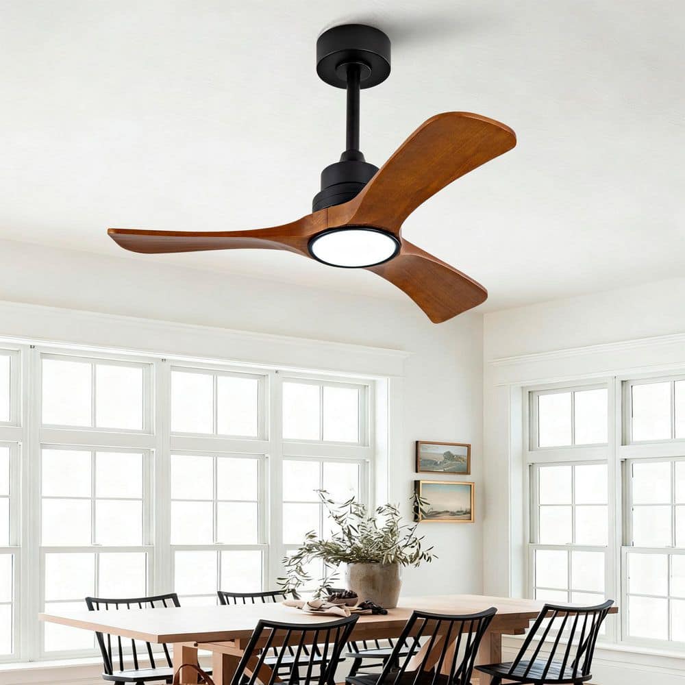 36 in. Indoor Black Downrod Mount Standard Ceiling Fan with 3 Solid Wood Blades, Dimmable LED and Remote Control price history on PriceWatchPro