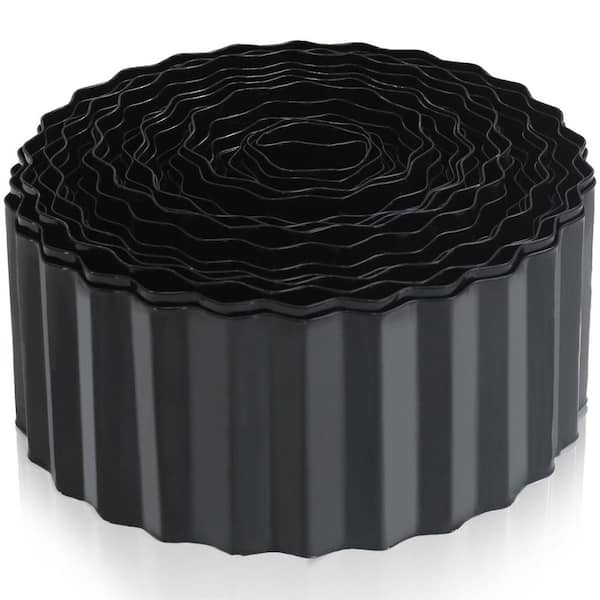 4 in. x 50 ft. Flexible Corrugated Metal Garden Edging Black Galvanized Edging for DIY Flower Beds and Lawn