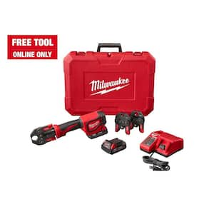 M18 18V Lithium-Ion Cordless Short Throw Press Tool Kit with 3 PEX Crimp Jaws (2) 2.0 Ah Batteries and Charger