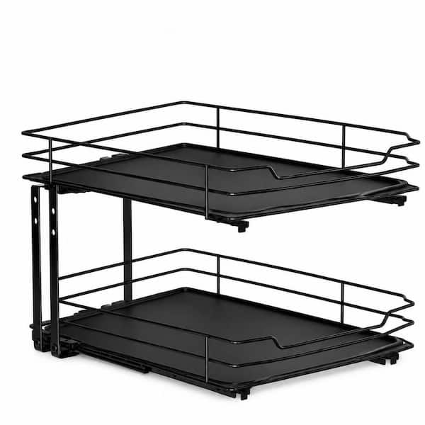 2 Tier Pull Out Spice Rack Organizer for Cabinet, Height Adjustable Heavy Duty Vertical Shelf, 9.5 in. W