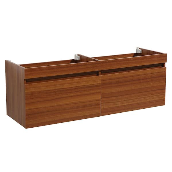 Fresca Largo 57 in. Double Bathroom Vanity Cabinet Only in Teak