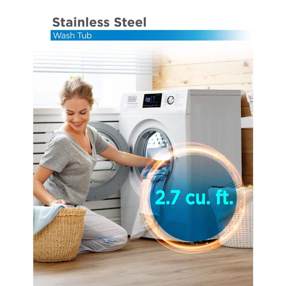 White and Black 2.7 Cu. Ft. Smart Electric Washer Dryer Combo