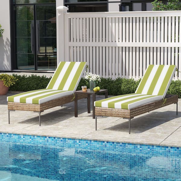 Crestlive Products 80 in. x 23 in. 2-Pieces Outdoor Chaise Lounge Cushions Fade Resistant Patio Replacement Cushions in Green and White
