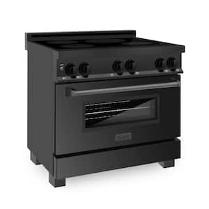 36 in. Freestanding Electric Range 4 Element Induction Cooktop in Black Stainless Steel