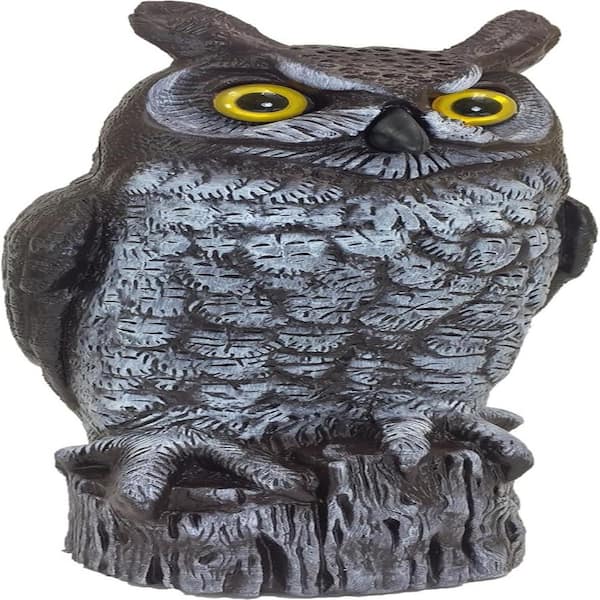 Fake Owl Decoy for Scaring Away Birds in Gardens, Roofs and Patios Safe and Humane, 16 in. Great Horned Owl