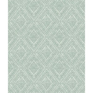 Metallic Fabric Diamonds Wallpaper Soft Teal Paper Strippable Roll (Covers 57 sq. ft.)