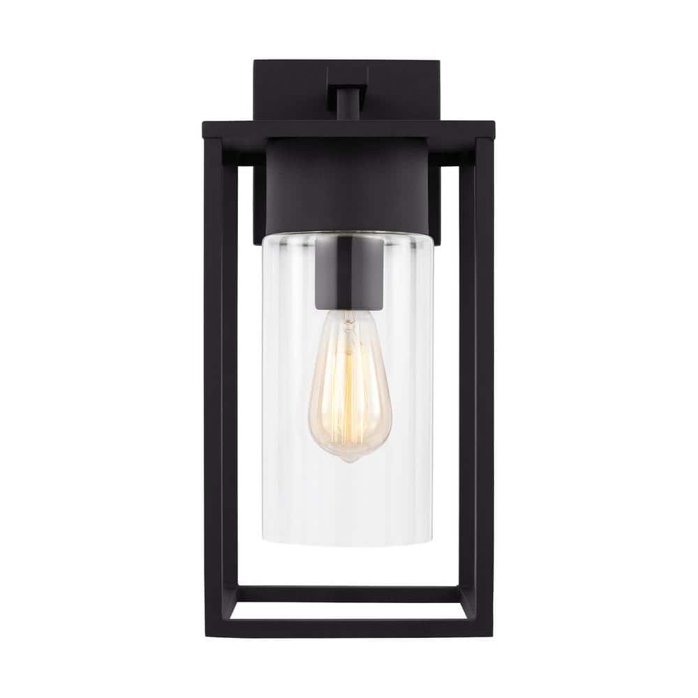 Vado Large 1-Light Black Hardwired Outdoor Wall Lantern Sconce with Clear Glass Shade price history on PriceWatchPro