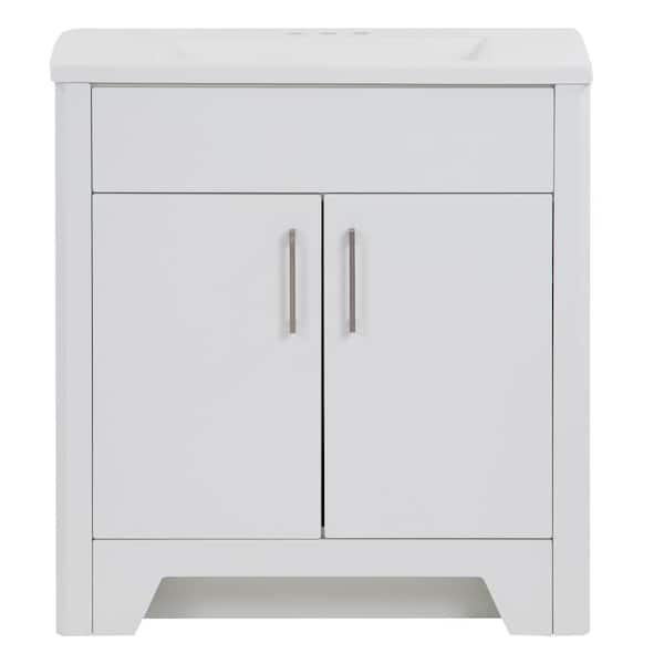 Branine 31 in. Single Sink White Bath Vanity with White Cultured Marble Top (Assembled)