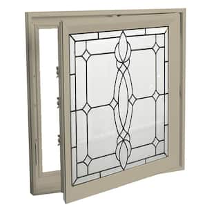 27.25 in. x 27.25 in. Craftsman Right-Handed Triple-Pane Casement Vinyl Window with Tan Exterior Black Caming